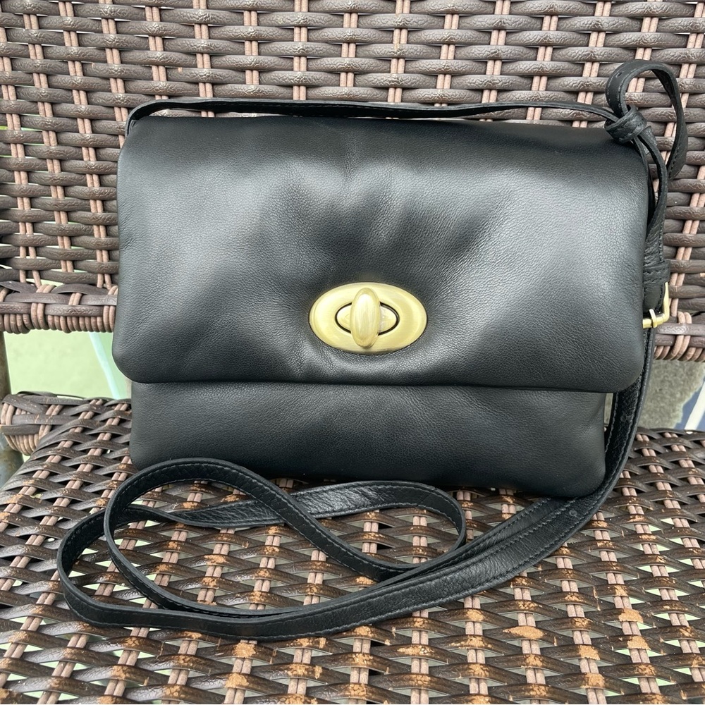 Coach?? Legacy Turn Lock Crossbody Bag Purse Black Glove Tanned Fine Leather NEW